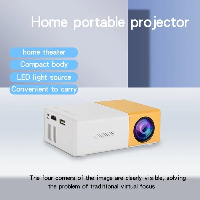 Suitable for home theater mini portable YG300 projector, HDMI connection WIFI、 Phone, compatible with USB