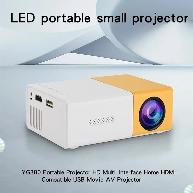Suitable for home theater mini portable YG300 projector, HDMI connection WIFI、 Phone, compatible with USB