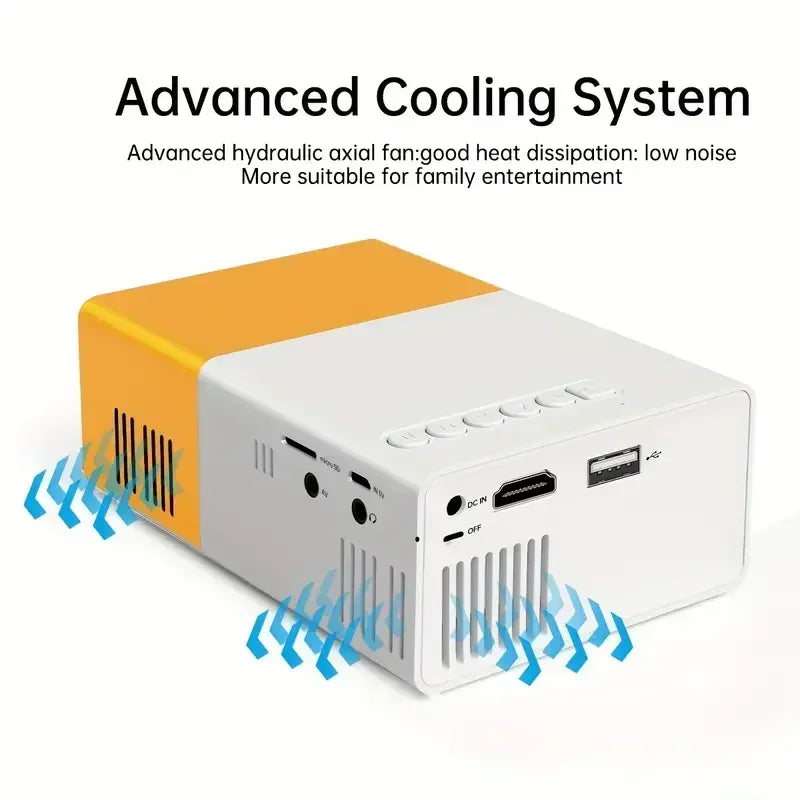 Suitable for home theater mini portable YG300 projector, HDMI connection WIFI、 Phone, compatible with USB